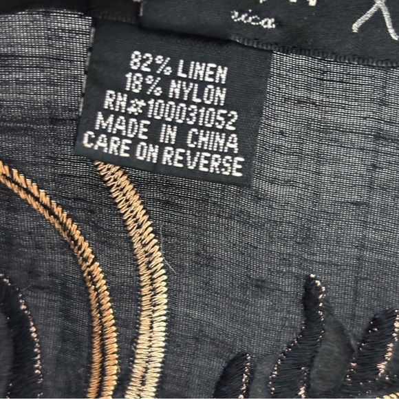 Citron Santa Monica Linen Asian Embroidered Jacket Large Black Gold - Picture 8 of 10